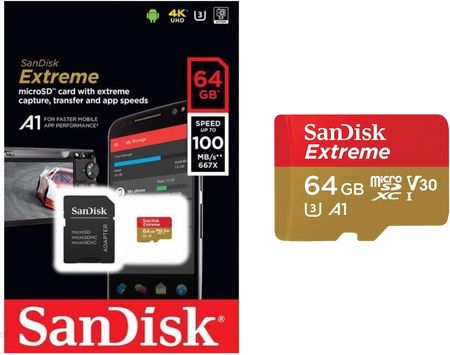 Sandisk Karta Extreme Micro 64Gb V30 U3 A1 100Mb/S