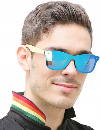 Youtab Przeciwsłoneczne Okulary Bambusowe | Niebieskie