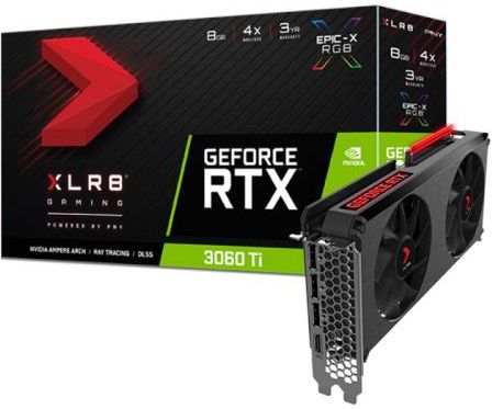 PNY GeForce RTX 3060 Ti 8GB XLR8 Gaming REVEL EPIC-X RGB Dual Fan LHR (VCG3060T8LDFXPPB)