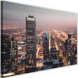 Obraz na płótnie, Drapacze chmur nocą 90x60 cm Feeby fioletowy obraz na ścianę gotowy do powieszenia