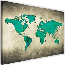 CARO OBRAZ NA PŁÓTNIE CANVAS FEEBY, ZIELONA MAPA ŚWIATA, 120X80 CM