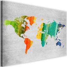 CARO OBRAZ NA PŁÓTNIE CANVAS FEEBY, KOLOROWA MAPA ŚWIATA, 90X60 CM
