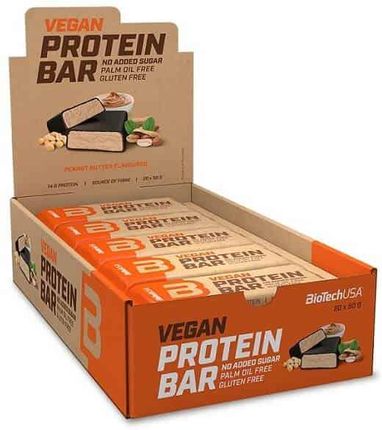 BIOTECH USA Vegan Protein Bar 20 x 50g Masło Orzechowe WEGAŃSKI BATON PROTEINOWY