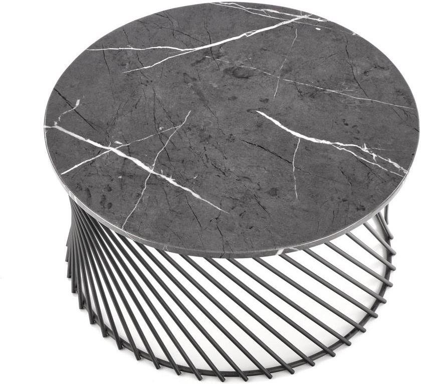 Selsey Stolik Kawowy Slocate Średnica 80cm Popielaty Marmur Czarny ...