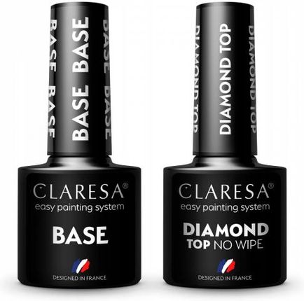 Claresa 2x lakier hybrydowy TOP DIAMOND NO WIPE 5g + BASE 5g