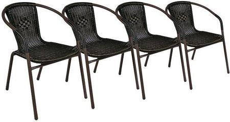 Komplet 4 X Krzesła Ogrodowe Garth Rattanowe Czarne Z Brązową Strukturą