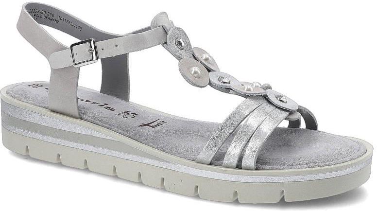 Tamaris Sandali Donna Con Cinturino Alla Caviglia, Tacco 3 Cm, Chiusura In Velcro, Pelle E Tessuto, Collezione Touchit