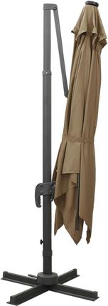 Parasol Wiszący Z Lampkami Led I Słupkiem Kolor Taupe 300cm - zdjęcie 2