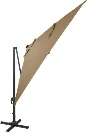 Parasol Wiszący Z Lampkami Led I Słupkiem Kolor Taupe 300cm - zdjęcie 3