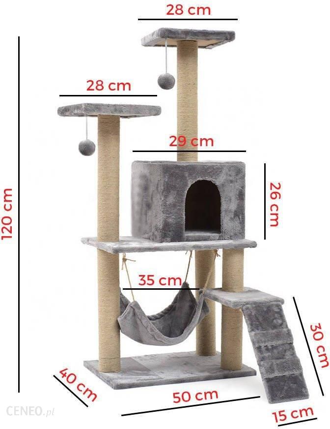 Unizoo Drapak Stojący Domek Hamak Wieża Dla Kota 120Cm Szary