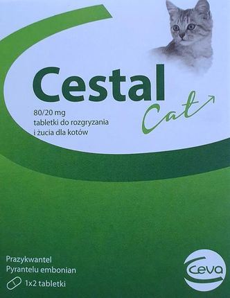 Cestal Cat 80/20MgTabl Do Rozgryzania I Żucia Dla Kotów Na Odrobaczanie 2Szt