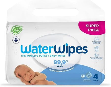 WaterWipes Bio Chusteczki Nawilżane Wodne Od Urodzenia 4x60Szt.