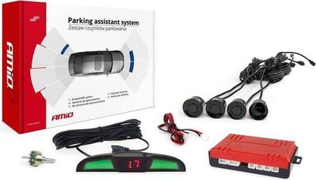 AMiO Zestaw czujników parkowania cofania LED COB 4 sensory czarne