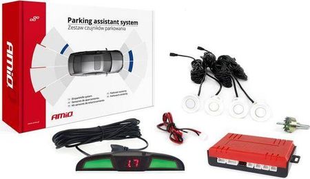 AMiO Zestaw czujników parkowania cofania LED COB 4 sensory białe