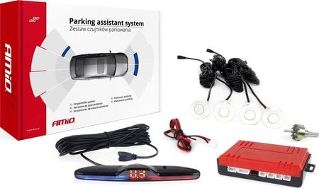 AMiO Zestaw czujników parkowania cofania max led 4 sensory czarne  18mm