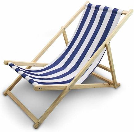 Składane Krzesło Plażowe Leżak Kempingowy Ogrodowy Biało-Niebieski
