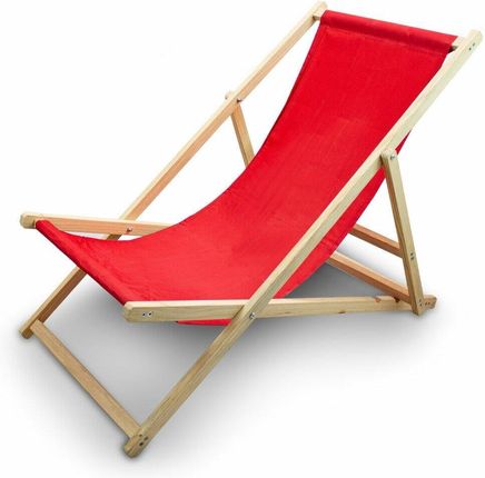 Składane Krzesło Plażowe Leżak Kempingowy Ogrodowy Czerwony