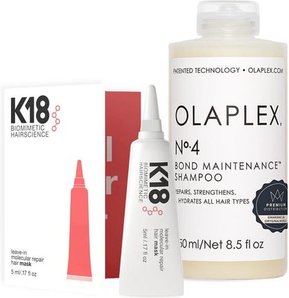4 minutes hair repair K18, Olaplex no. 4 -  mini zestaw odbudowujący dla włosów suchych i zniszczonych