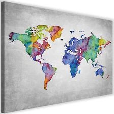 CARO OBRAZ NA PŁÓTNIE CANVAS FEEBY, WIELOBARWNA MAPA ŚWIATA, 120X80 CM