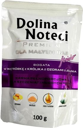 Dolina Noteci Junior Wątróbka z Królika Ozory z Jelenia 100g karma w saszetce dla szczeniąt