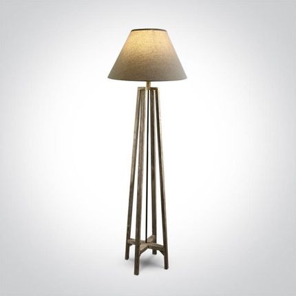 One Light Elif 61118A dekoracyjna drewniana lampa podłogowa E27 12W z abażurem z beżowej tkaniny