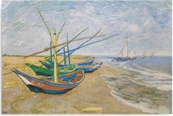 FEEBY OBRAZ NA PŁÓTNIE CANVAS, REPRODUKCJA OBRAZU V. VAN GOGHA: ŁODZIE RYBACKIE NA PLAŻY W SAINTES-MARIES-DE-LA-MER, 70X100 CM