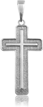 Valerio Elegancki oksydowany srebrny wisior duży krzyż na gruby łańcuch ze wzorem srebro 925 PT_K3014