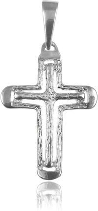 Valerio Elegancki srebrny wisior duży podwójny krzyż na gruby łańcuch wzór drzewa srebro 925 PT_K104