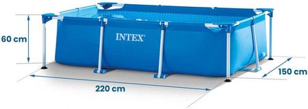 Intex Basen Ogrodowy Stelażowy 220x150x60cm Zestaw 2W1 28270