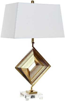 Dkd Home Decor Lampa stołowa Biały Poliester Metal Szkło Złoty (43 x 25 x 75 cm) (S3014559)