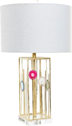 Dkd Home Decor Lampa stołowa Biały Poliester Metal Szkło Złoty (41 x 41 x 72 cm) (S3014561)