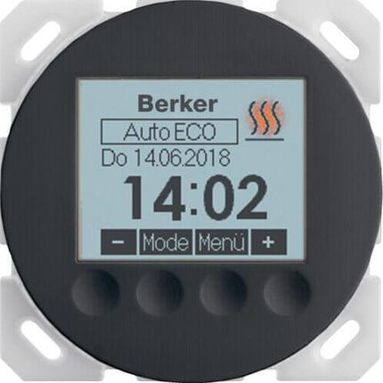Berker Regulator Temperatury Ze Sterownikiem Czasowym Czarny Połysk R.1/R.3/R.8 (20462045)