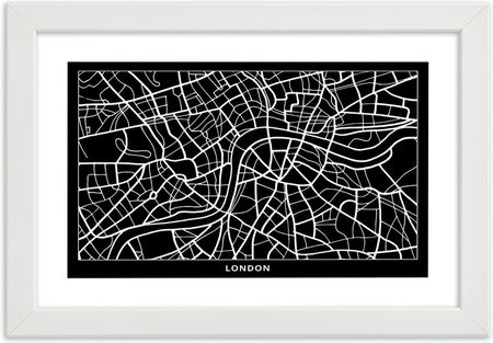 Feeby Obraz W Ramie Białej Plan Miasta Londyn 60X40Cm