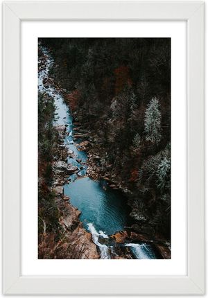Feeby Obraz W Ramie Białej Rzeka Lesie 60X90Cm