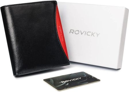 Pojemny portfel męski z naturalnej skóry licowej z ochroną RFID — Rovicky