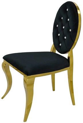 BellaCasa.co Krzesło Ludwik II Gold Black złote krzesła glamour pikowane kryształkami