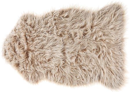 Beliani Dekoracyjny dywanik narzuta sztuczna skóra futro owcze beżowy Mungo
