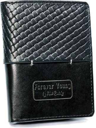 Czarny portfel męski skórzany Forever Young z przeszyciem