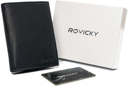 Duży portfel męski bez zapięcia, skóra naturalna, RFID — Rovicky
