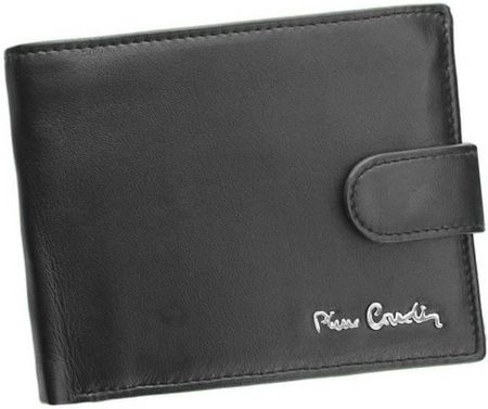Zapinany portfel męski ze skóry naturalnej z metalowym logo — Pierre Cardin