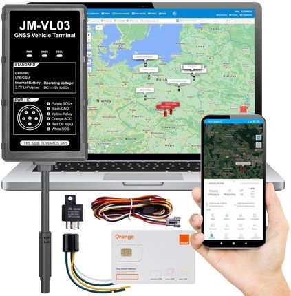Lokalizator GPS 4G 9-90V + karta Orange + 1 rok dostępu do Tracksolid