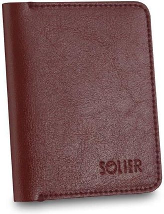 Cienki skórzany męski portfel SOLIER SW11 SLIM bordowy