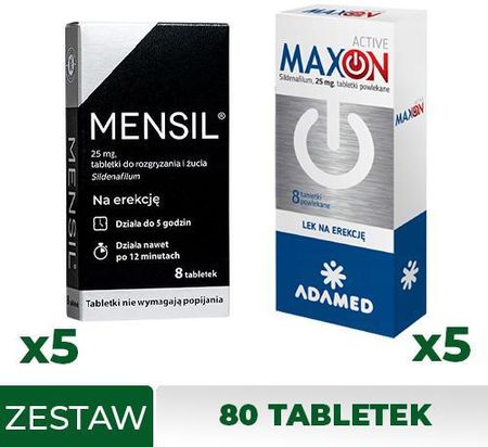 Zestaw MAXON ACTIVE 0,025g, 5x8 tabl. + MENSIL 25mg, 5x8 tabl.