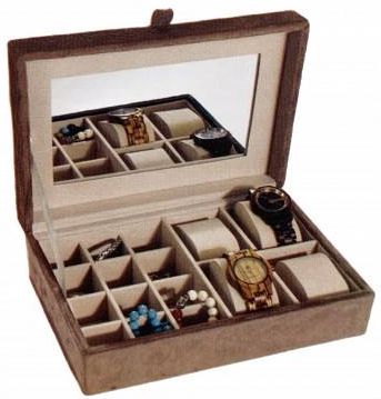 Szkatułka pudełko na biżuterię welur 25,5 x 16 x 8 cm