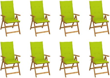 Składane Krzesła Ogrodowe Z Poduszkami 8Szt. Drewno Akacjowe