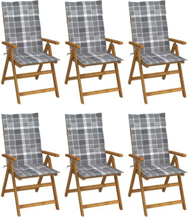 Składane Krzesła Ogrodowe Z Poduszkami 6Szt. Drewno Akacjowe