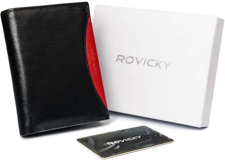 Portfel męski czarny z czerwoną wstawką Rovicky 1502-03-BOR-1133 BLA