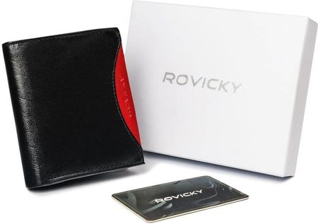 Portfel męski czarny z czerwoną wstawką Rovicky 1520-03-BOR-1164 BLA