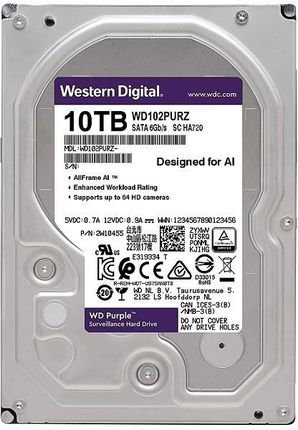 Dysk twardy HDD WD 3.5 10TB 7200 SATAIII 256MB PURPLE WD102PURZ