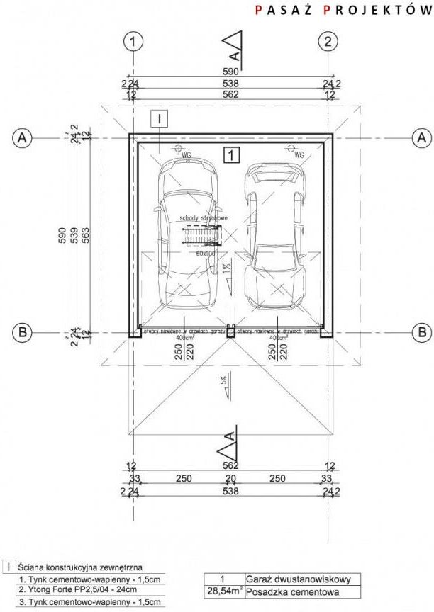 Projekt garażu dwustanowiskowego G24